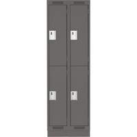 Clean Line Lockers, 2 -tier, Bank of 2, 24" x 18" x 76", Steel, Charcoal, Rivet (Assembled) Kelford