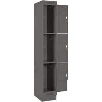 Clean Line Lockers, 3 -tier, Bank of 4, 48" x 18" x 76", Steel, Charcoal, Rivet (Assembled) Kelford