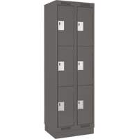 Clean Line Lockers, 3 -tier, Bank of 2, 24" x 18" x 76", Steel, Charcoal, Rivet (Assembled) Kelford