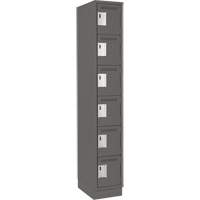 Clean Line Lockerette, 6 -tier, 12" x 18" x 76", Steel, Charcoal, Rivet (Assembled) Kelford