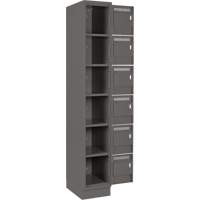Clean Line Lockerette, 6 -tier, Bank of 4, 48" x 18" x 76", Steel, Charcoal, Rivet (Assembled) Kelford