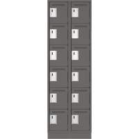 Clean Line Lockerette, 6 -tier, Bank of 2, 24" x 18" x 76", Steel, Charcoal, Rivet (Assembled) Kelford