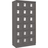 Clean Line Lockerette, 6 -tier, Bank of 3, 36" x 18" x 76", Steel, Charcoal, Rivet (Assembled) Kelford