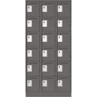 Clean Line Lockerette, 6 -tier, Bank of 3, 36" x 18" x 76", Steel, Charcoal, Rivet (Assembled) Kelford