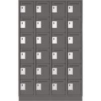 Clean Line Lockerette, 6 -tier, Bank of 4, 48" x 18" x 76", Steel, Charcoal, Rivet (Assembled) Kelford