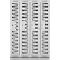 Clean Line Lockers, Bank of 4, 48" x 15" x 76", Steel, Grey, Rivet (Assembled), Perforated Kelford