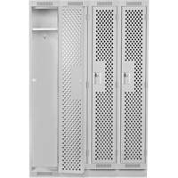 Clean Line Lockers, Bank of 4, 48" x 15" x 76", Steel, Grey, Rivet (Assembled), Perforated Kelford