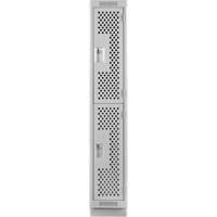 Clean Line Lockers, 2 -tier, 12" x 18" x 76", Steel, Grey, Rivet (Assembled), Perforated Kelford