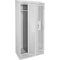 Clean Line Lockers, Bank of 3, 36" x 12" x 82", Steel, Grey, Rivet (Assembled), Perforated Kelford