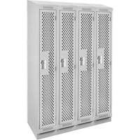 Clean Line Lockers, Bank of 4, 48" x 12" x 82", Steel, Grey, Rivet (Assembled), Perforated Kelford
