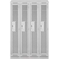 Clean Line Lockers, Bank of 4, 48" x 12" x 82", Steel, Grey, Rivet (Assembled), Perforated Kelford