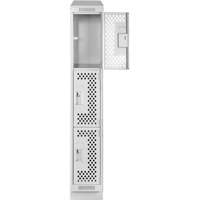 Clean Line Lockers, 3 -tier, 12" x 15" x 82", Steel, Grey, Rivet (Assembled), Perforated Kelford