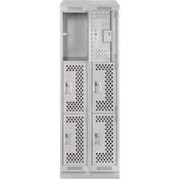 Clean Line Lockers, 3 -tier, Bank of 2, 24" x 15" x 82", Steel, Grey, Rivet (Assembled), Perforated Kelford
