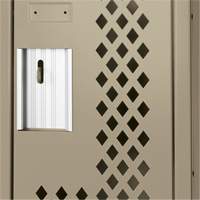 Clean Line™ Lockers, Bank of 2, 24" x 12" x 72", Steel, Beige, Rivet (Assembled), Perforated FK285 | Kelford