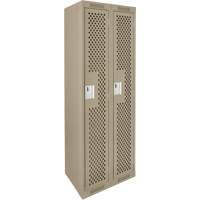 Clean Line™ Lockers, Bank of 2, 24" x 15" x 72", Steel, Beige, Rivet (Assembled), Perforated FK753 | Kelford