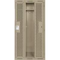 Clean Line Lockers, Bank of 3, 36" x 12" x 72", Steel, Beige, Rivet (Assembled), Perforated Kelford