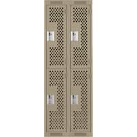 Clean Line Lockers, 2 -tier, Bank of 2, 24" x 15" x 72", Steel, Beige, Rivet (Assembled), Perforated Kelford