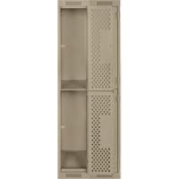Clean Line Lockers, 2 -tier, Bank of 2, 24" x 15" x 72", Steel, Beige, Rivet (Assembled), Perforated Kelford