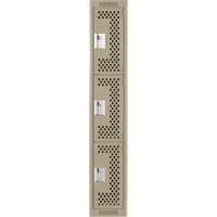 Clean Line Lockers, 3 -tier, 12" x 12" x 72", Steel, Beige, Rivet (Assembled), Perforated Kelford