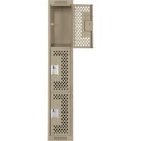 Clean Line Lockers, 3 -tier, 12" x 12" x 72", Steel, Beige, Rivet (Assembled), Perforated Kelford