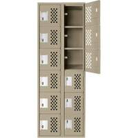 Assembled Lockerettes Clean Line Perforated Economy Lockers, 6 -tier, Bank of 2, 18" x 72" x 12", Steel Kelford
