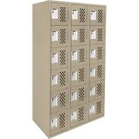 Assembled Lockerettes Clean Line Perforated Economy Lockers, 6 -tier, Bank of 3, 18" x 72" x 12", Steel Kelford