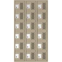 Assembled Lockerettes Clean Line Perforated Economy Lockers, 6 -tier, Bank of 3, 18" x 72" x 12", Steel Kelford