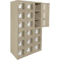 Assembled Lockerettes Clean Line Perforated Economy Lockers, 6 -tier, Bank of 3, 18" x 72" x 12", Steel Kelford