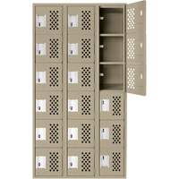 Assembled Lockerettes Clean Line Perforated Economy Lockers, 6 -tier, Bank of 3, 18" x 72" x 12", Steel Kelford