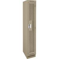 Clean Line Lockers, 12" x 15" x 76", Steel, Beige, Rivet (Assembled), Perforated Kelford