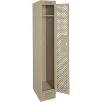 Clean Line Lockers, 12" x 15" x 76", Steel, Beige, Rivet (Assembled), Perforated Kelford