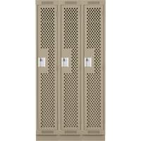 Clean Line Lockers, Bank of 3, 36" x 15" x 76", Steel, Beige, Rivet (Assembled), Perforated Kelford