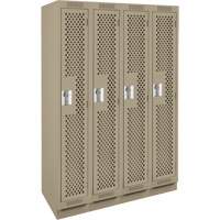 Clean Line Lockers, Bank of 4, 48" x 15" x 76", Steel, Beige, Rivet (Assembled), Perforated Kelford