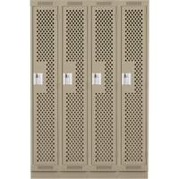 Clean Line Lockers, Bank of 4, 48" x 15" x 76", Steel, Beige, Rivet (Assembled), Perforated Kelford