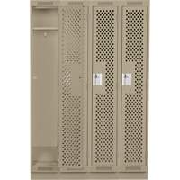 Clean Line Lockers, Bank of 4, 48" x 15" x 76", Steel, Beige, Rivet (Assembled), Perforated Kelford