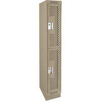 Clean Line Lockers, 2 -tier, 12" x 15" x 76", Steel, Beige, Rivet (Assembled), Perforated Kelford