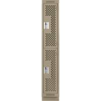 Clean Line Lockers, 2 -tier, 12" x 15" x 76", Steel, Beige, Rivet (Assembled), Perforated Kelford