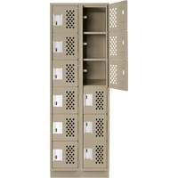 Assembled Lockerettes Clean Line Perforated Economy Lockers, 6 -tier, Bank of 2, 18" x 72" x 12", Steel Kelford