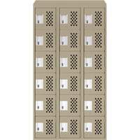 Assembled Lockerettes Clean Line Perforated Economy Lockers, 6 -tier, Bank of 3, 18" x 72" x 12", Steel Kelford