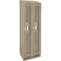 Clean Line Lockers, Bank of 2, 24" x 12" x 82", Steel, Beige, Rivet (Assembled), Perforated Kelford