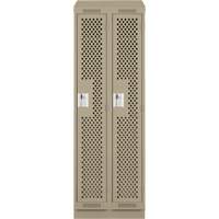 Clean Line Lockers, Bank of 2, 24" x 12" x 82", Steel, Beige, Rivet (Assembled), Perforated Kelford