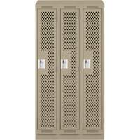 Clean Line Lockers, Bank of 3, 36" x 12" x 82", Steel, Beige, Rivet (Assembled), Perforated Kelford