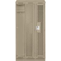 Clean Line Lockers, Bank of 3, 36" x 12" x 82", Steel, Beige, Rivet (Assembled), Perforated Kelford