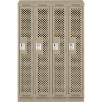 Clean Line Lockers, Bank of 4, 48" x 12" x 82", Steel, Beige, Rivet (Assembled), Perforated Kelford