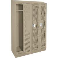 Clean Line Lockers, Bank of 4, 48" x 12" x 82", Steel, Beige, Rivet (Assembled), Perforated Kelford