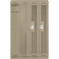 Clean Line Lockers, Bank of 4, 48" x 12" x 82", Steel, Beige, Rivet (Assembled), Perforated Kelford