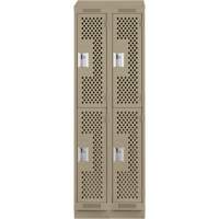 Casiers Clean Line, 2 niveaux, Bloc de 2, 24" x 15" x 82", Acier, Beige, Rivet (assembl&eacute;), Perfor&eacute; Kelford