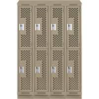 Casiers Clean Line, 2 niveaux, Bloc de 4, 48" x 15" x 82", Acier, Beige, Rivet (assembl&eacute;), Perfor&eacute; Kelford