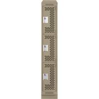 Clean Line Lockers, 3 -tier, 12" x 15" x 82", Steel, Beige, Rivet (Assembled), Perforated Kelford