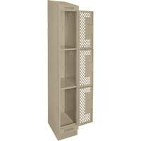 Clean Line Lockers, 3 -tier, 12" x 15" x 82", Steel, Beige, Rivet (Assembled), Perforated Kelford